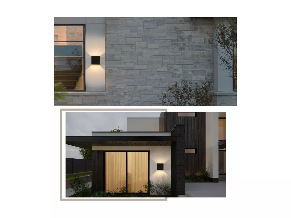 NETTLIFE LED Applique Noire - Extérieur/Intérieure Lampe Murale 5W ，double faisceau réglable étanche IP65 230V 3000K