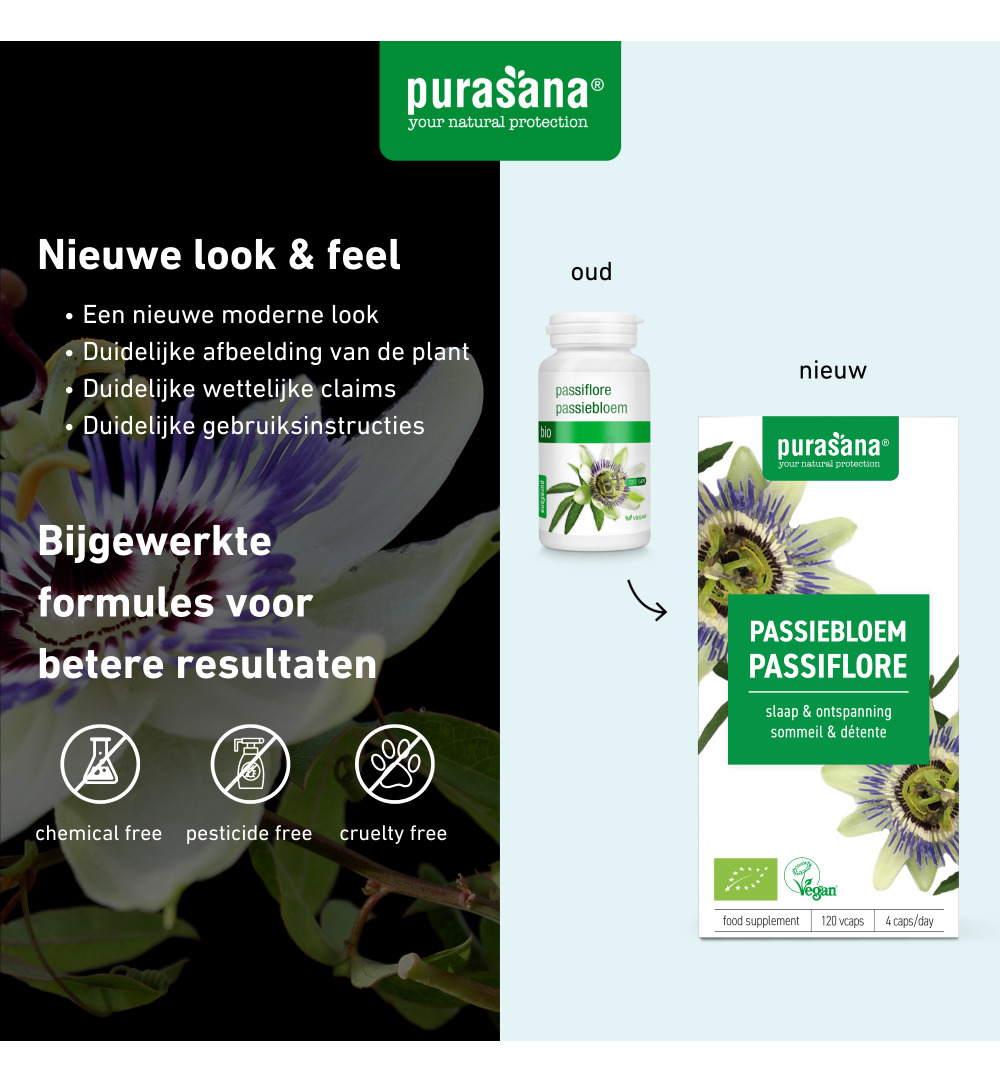 Purasana Passiebloem capsules 125 mg 120 (120 vega capsules)