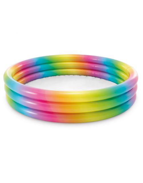 Intex Opblaaszwembad Regenboog Rond 3-Ring - Easy Set Baden - Ø147x33 cm Multi-Color Leeftijd 2+