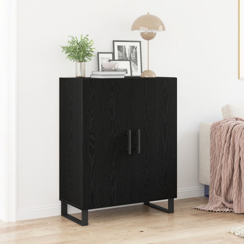 vidaXL - Dressoir - Zwart - Bewerkt Hout - Modern Design