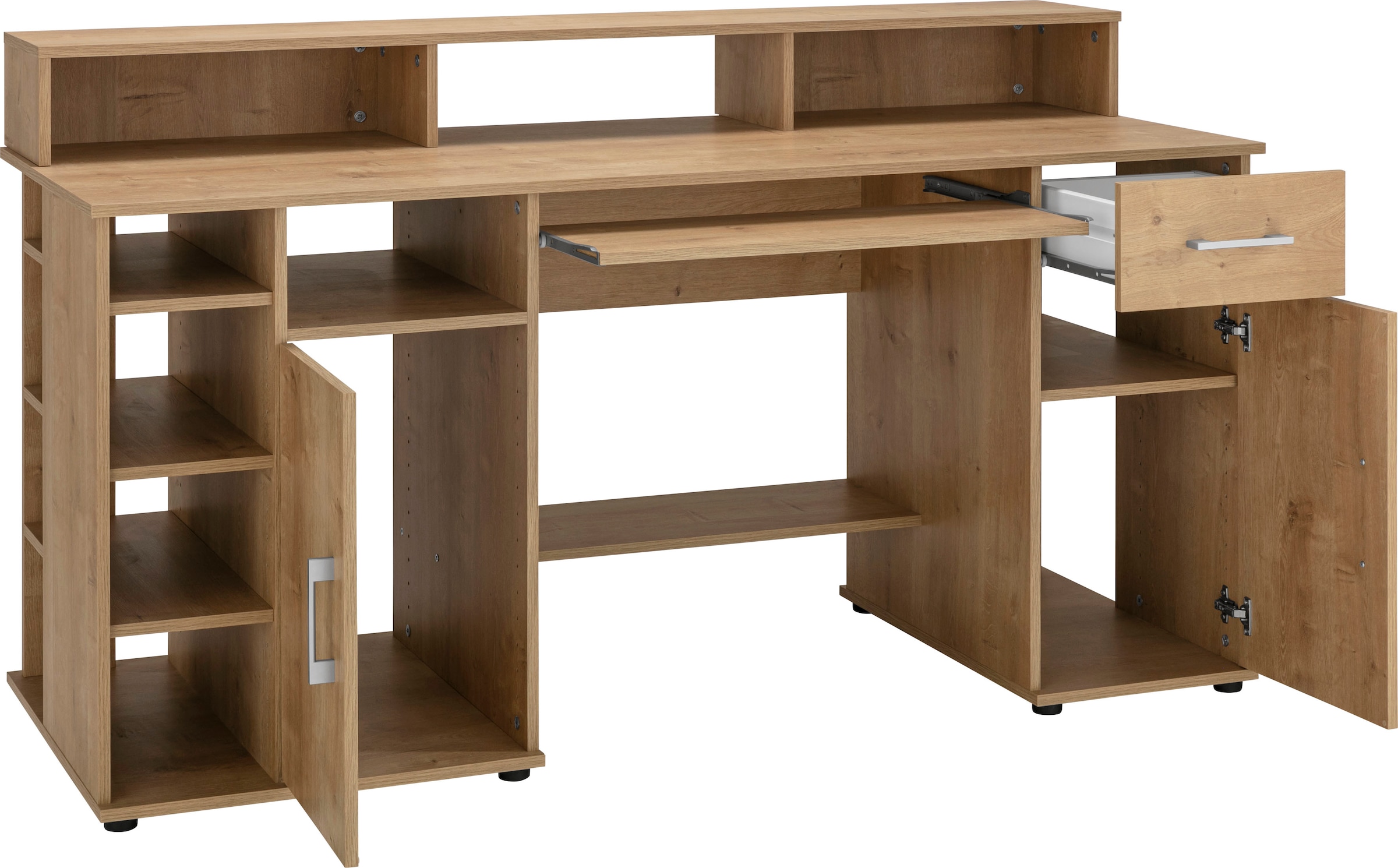 VOGL Möbelfabrik Schreibtisch »Timra mit Monitoraufsatz, Tastaturauszug & Towerfach,« Breite 154 oder 178 cm, Made in Germany