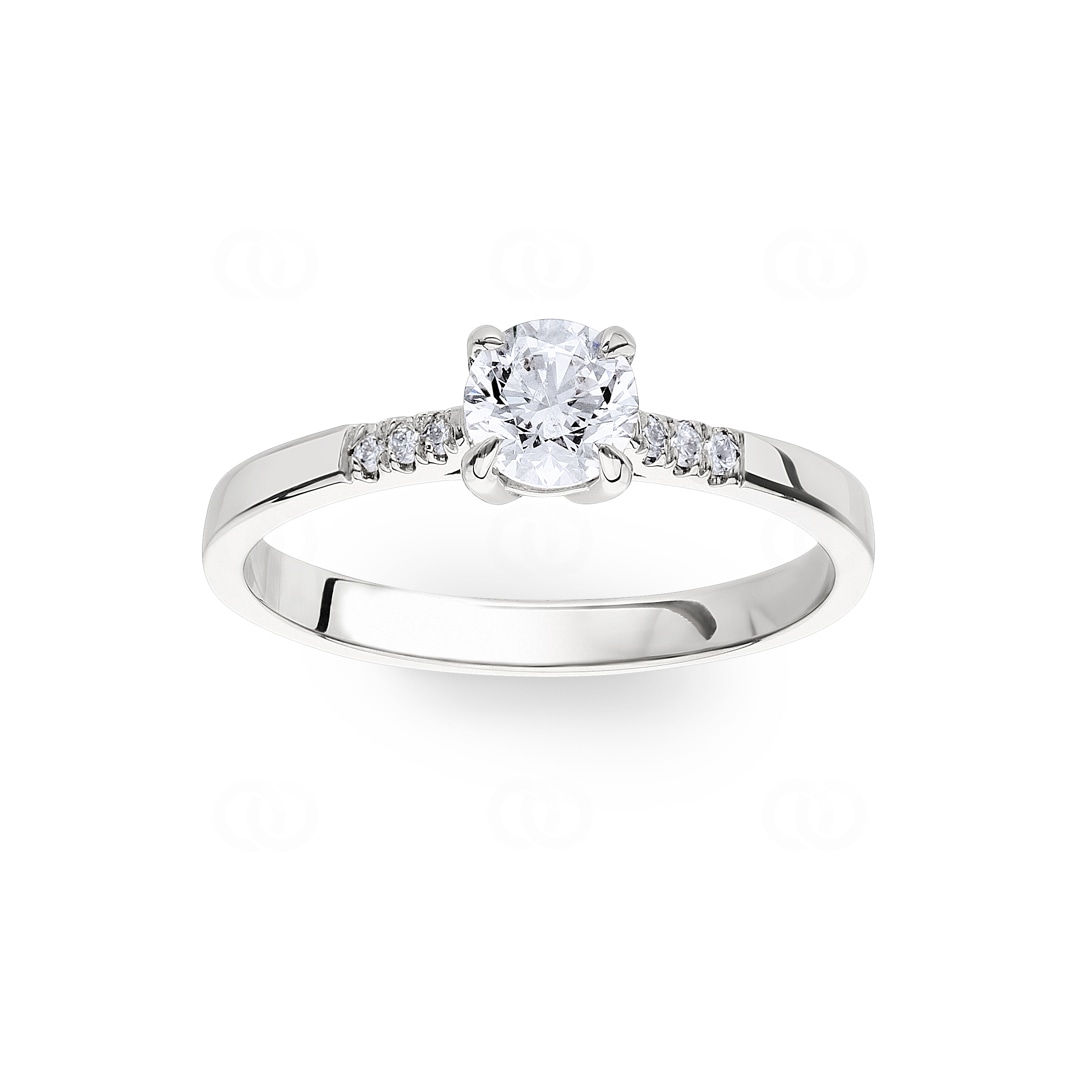 Verlobungsring 750/18 K Weissgold mit Diamanten 0.56 ct H/si