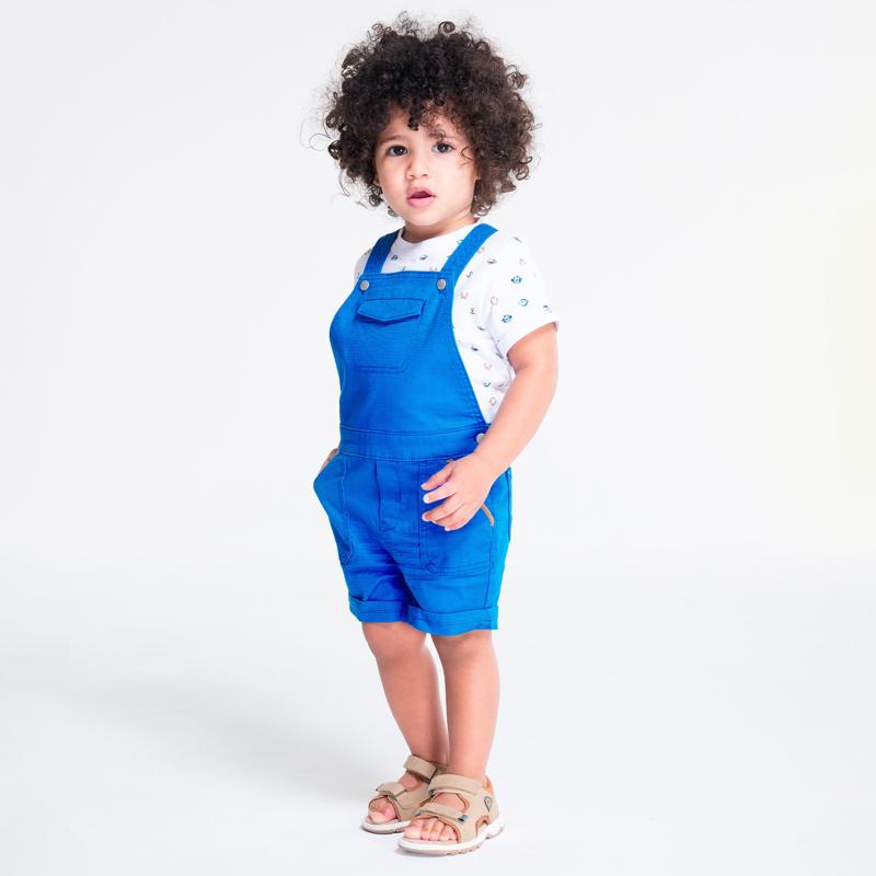 Salopette courte et t-shirt imprimé marin violette bébé garçon Mauve Violet