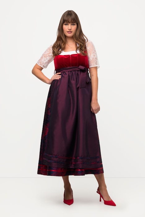 Dirndl, Blüten, Carree-Ausschnitt, Two-Tone-Schürze