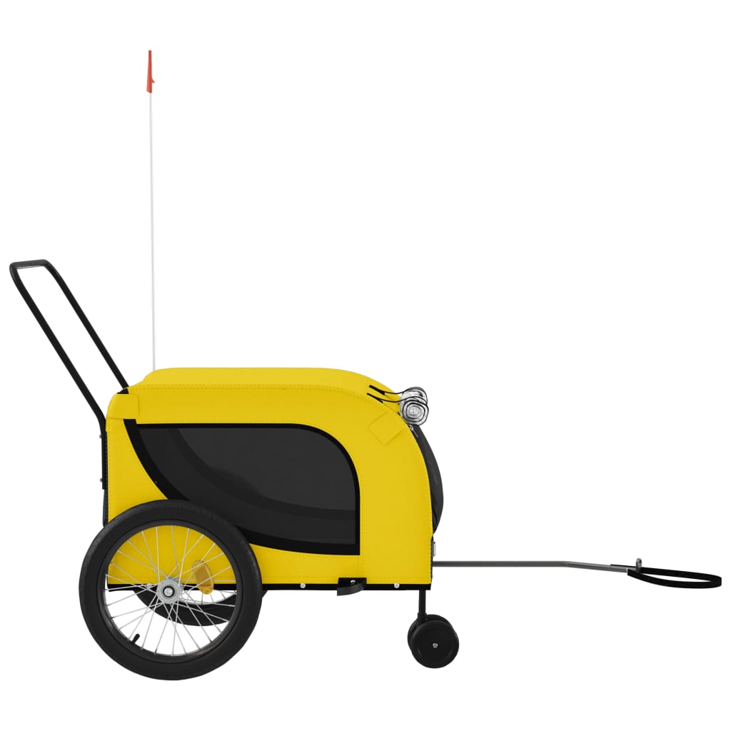 vidaXL Reboque para Bicicleta de Animais de Estimação em Tecido Oxford, Amarelo e Preto