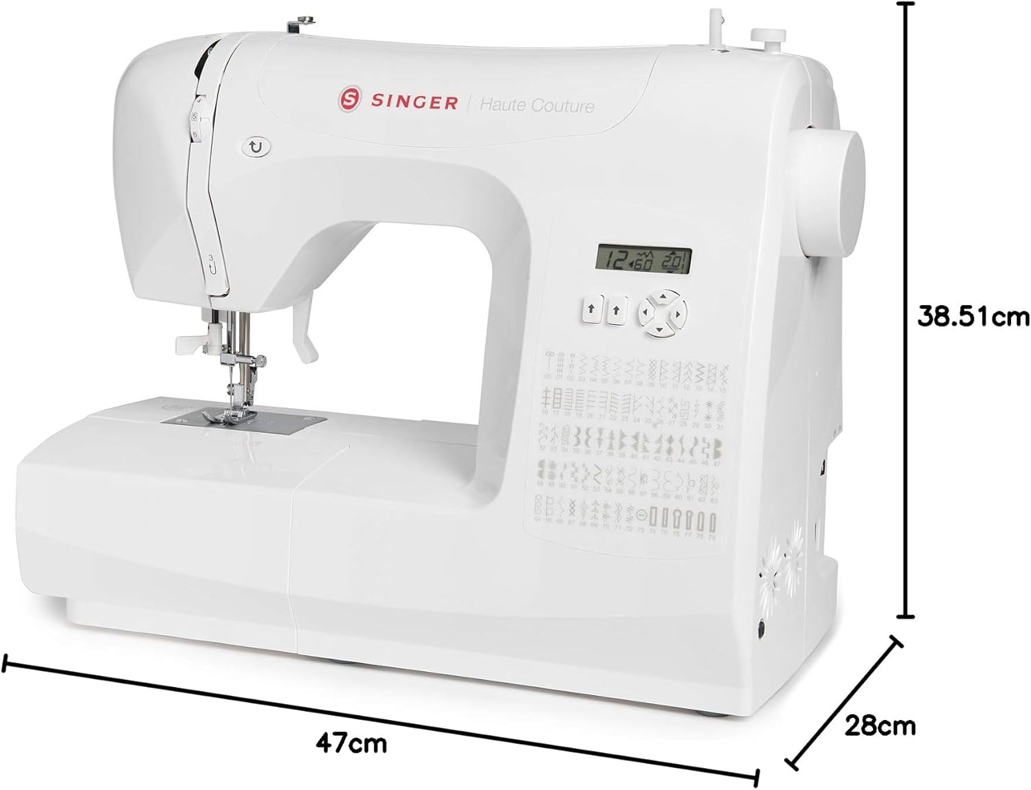 Singer Haute Couture F527C Machine à coudre électronique Professionnelle, 80 points, utilitaires, élastiques, décoratifs, Facile pour Débutants Electrique Portable, Maison