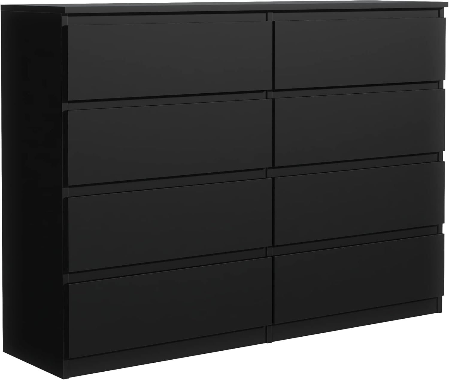 meble masztalerz Kommode Schwarz Matt mit 8 Schubladen - 138,5 x 101,5 x 39 cm - Sideboard Wohnzimmer, Schlafzimmer - Schubladenschrank - Komodenschrank