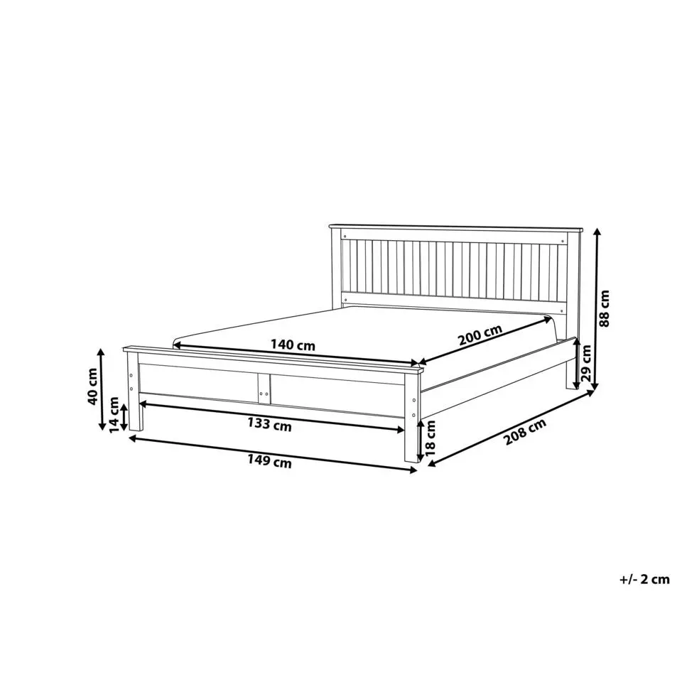 MAYENNE - Tweepersoonsbed - Grijs - 140 x 200 cm - Dennenhout