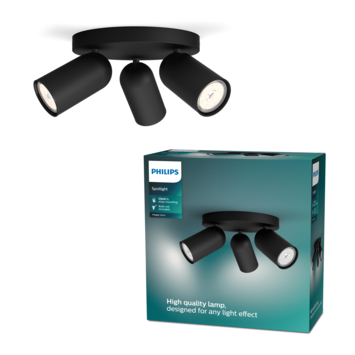 Philips triospot Pongee zwart
