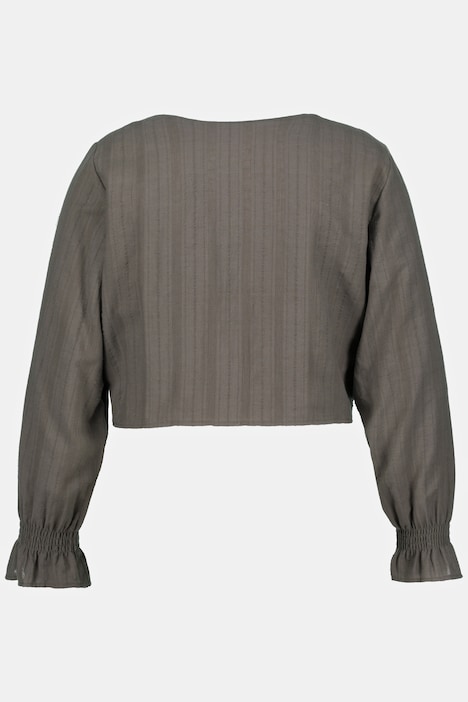 Wickelbluse, V-Ausschnitt, Langarm, Biobaumwolle