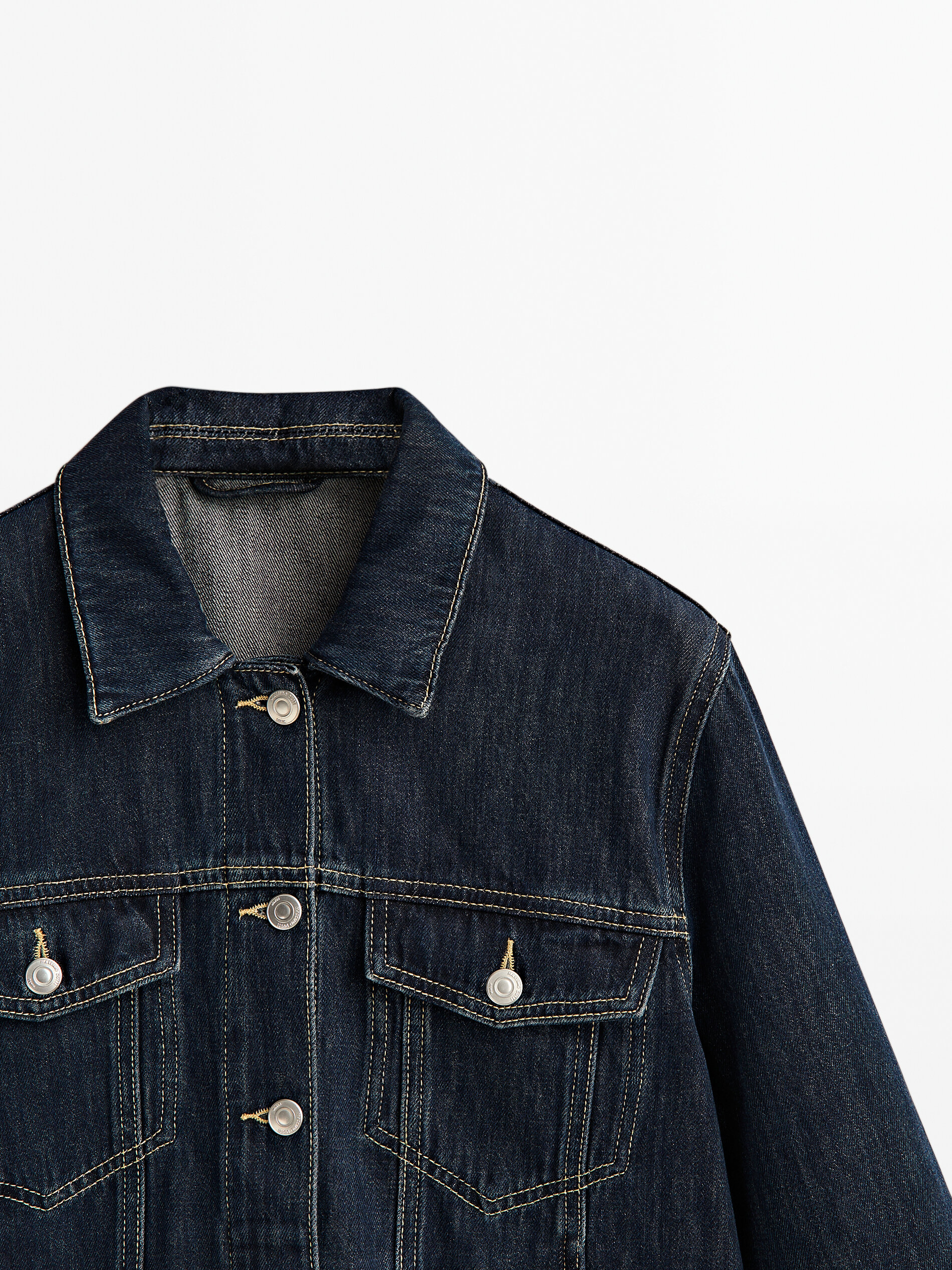 Jaqueta jeans estilo caminhoneiro - AZUL ESCURO