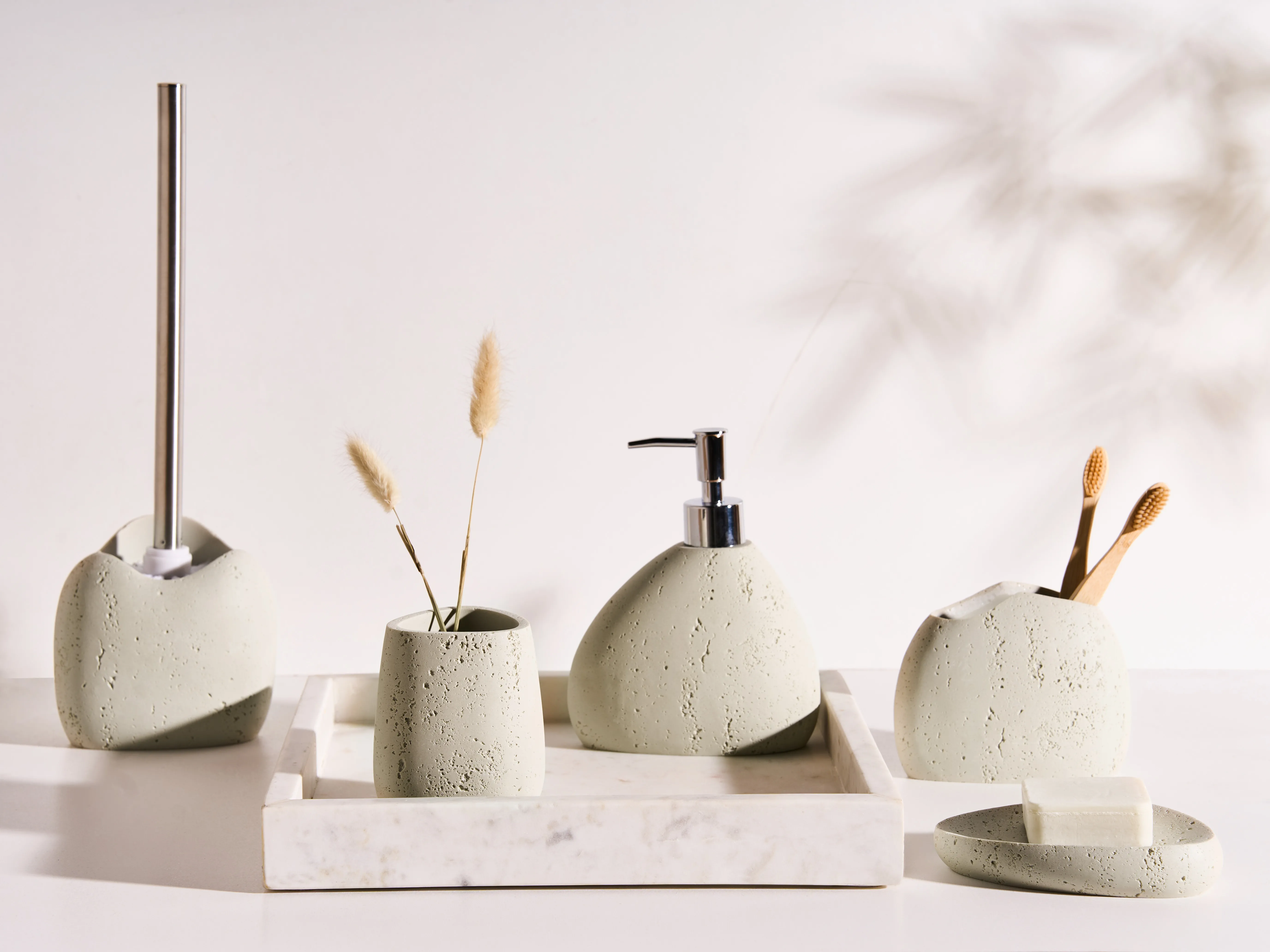5-delige badkameraccessoireset COATA Lichtbeige