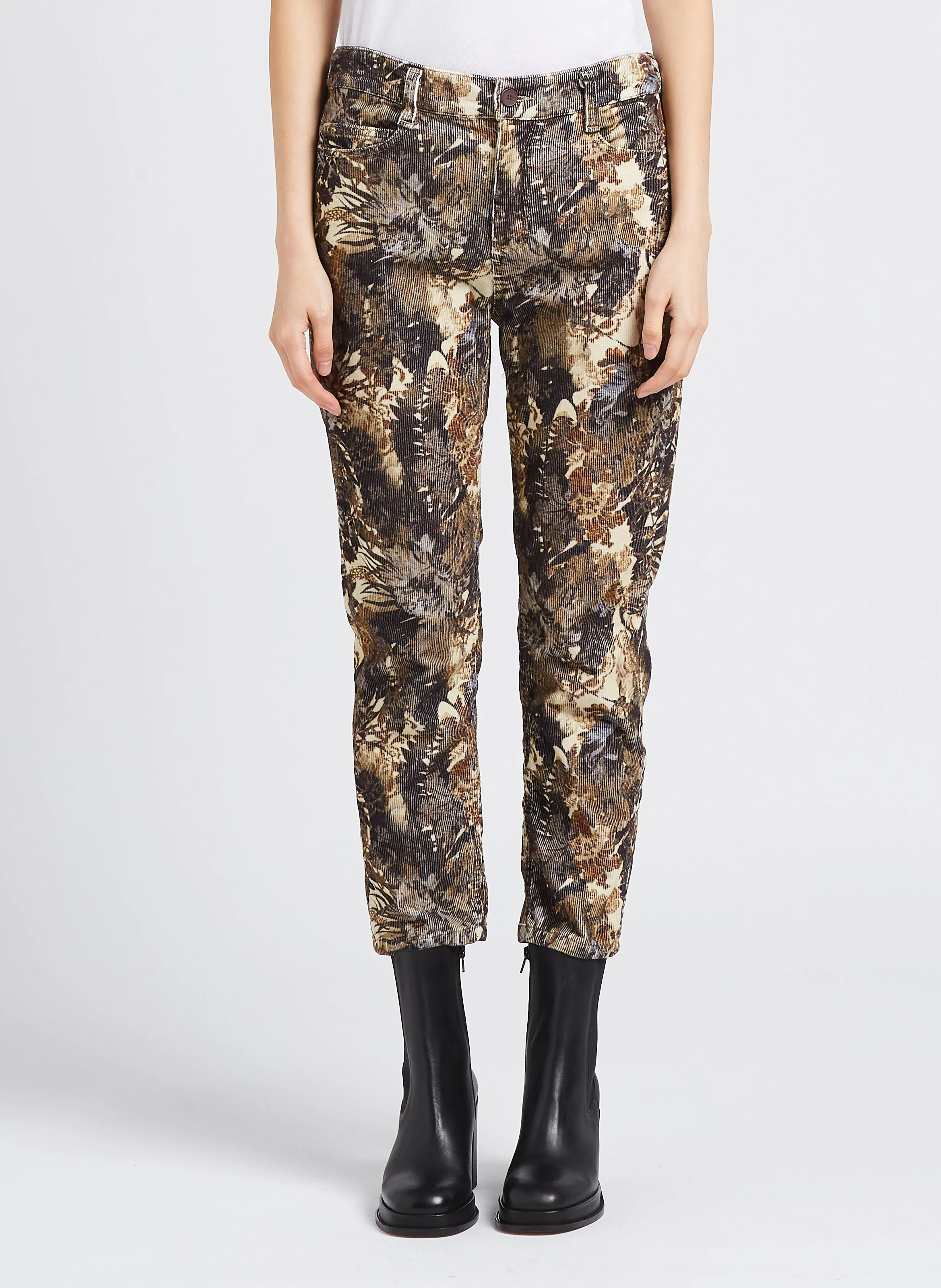 Pantalon droit en coton mélangé imprimé | Multicolore