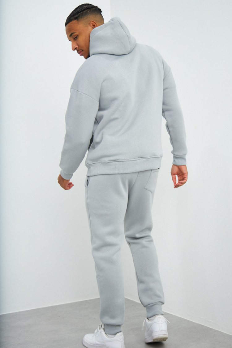 Ensemble sweat à capuche + jogging gris clair