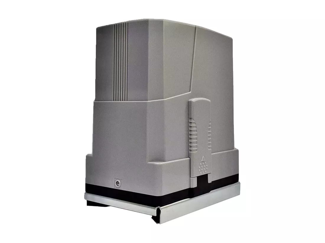 Portail électrique coulissant aluminium semi ajouré à motifs L400 x H187 cm anthracite LABRIT II