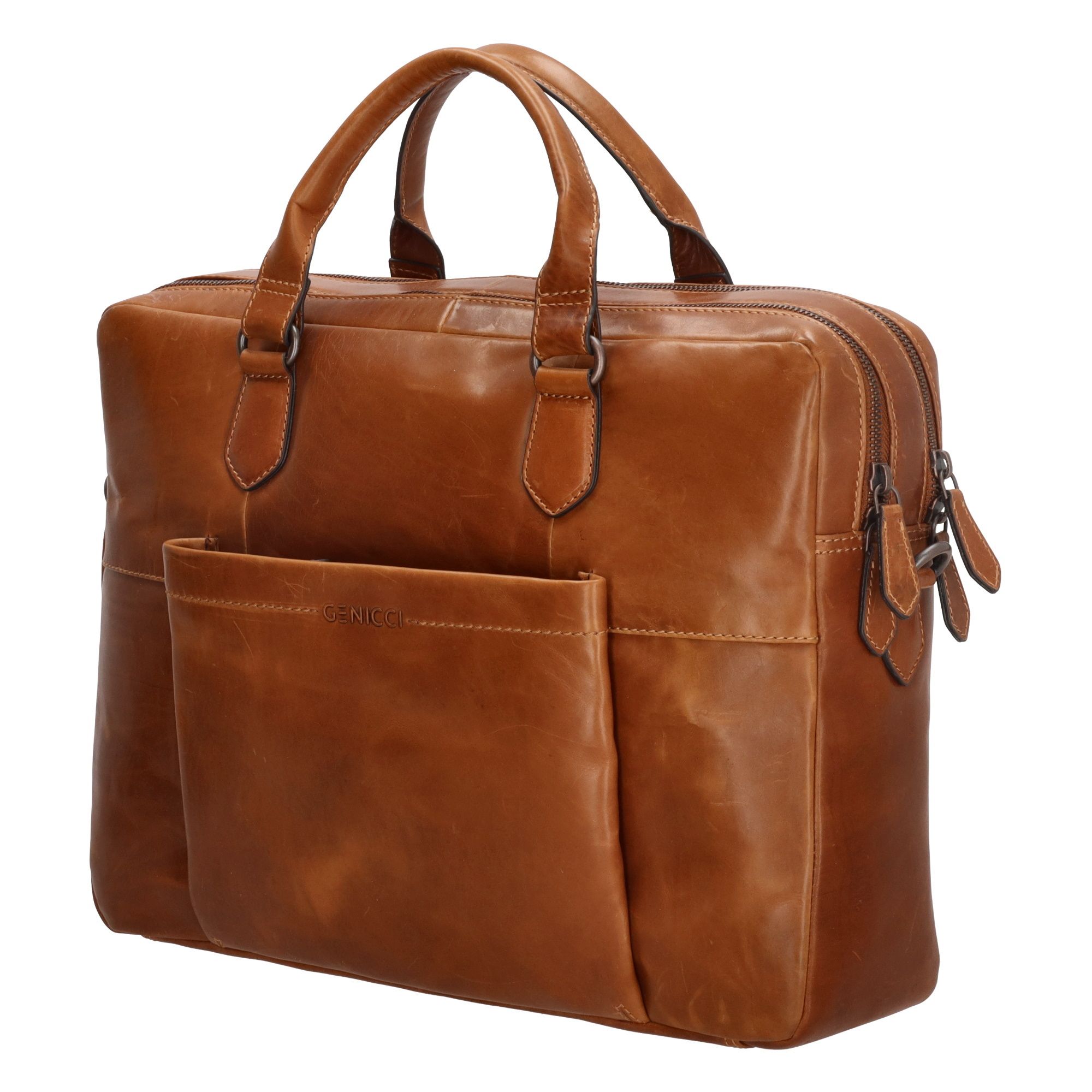 Genicci Noble Laptoptas Churchill 15,6 inch Cognac