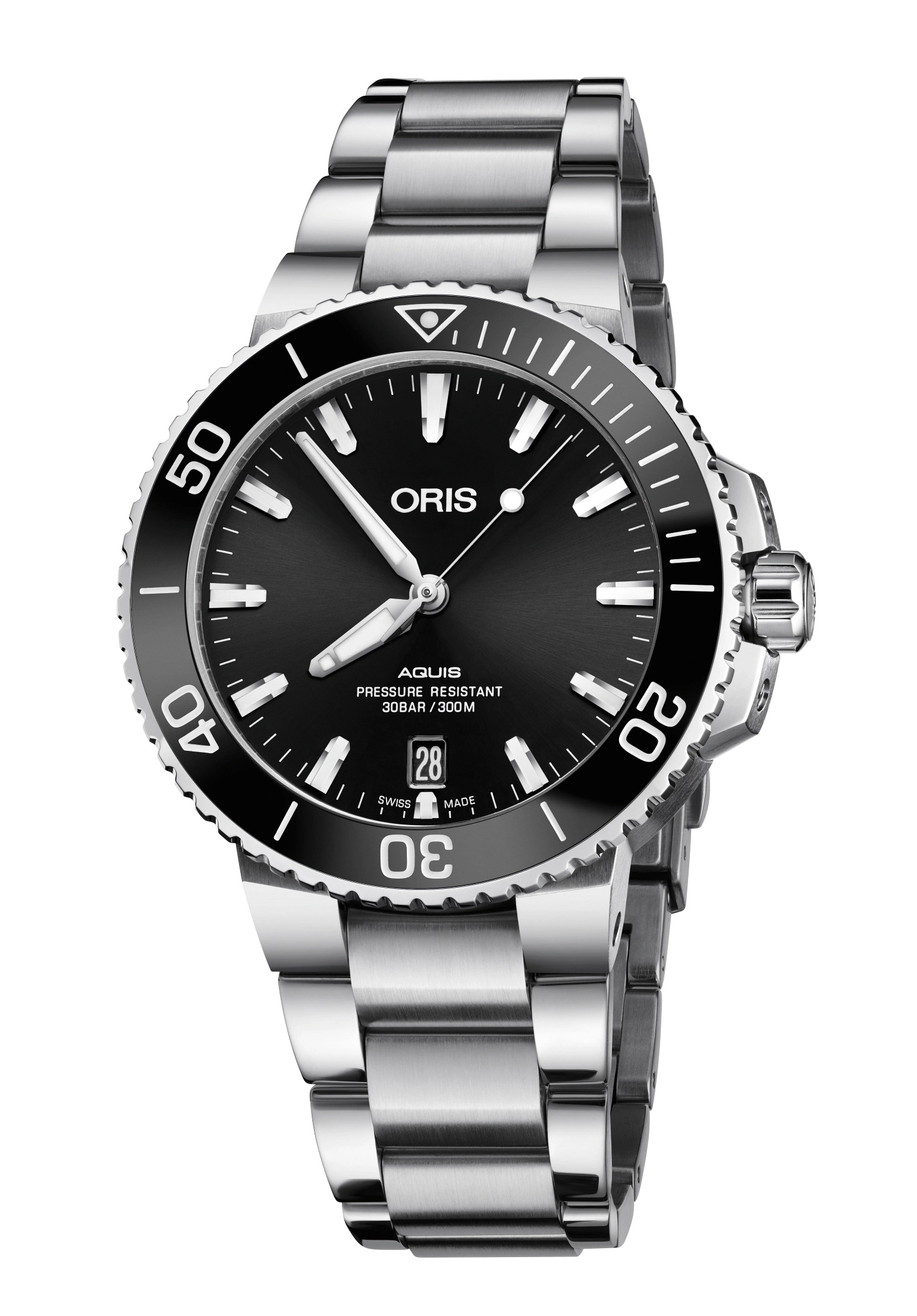 Oris Herrenuhr Aquis Date Automatik-Taucheruhr Schwarz