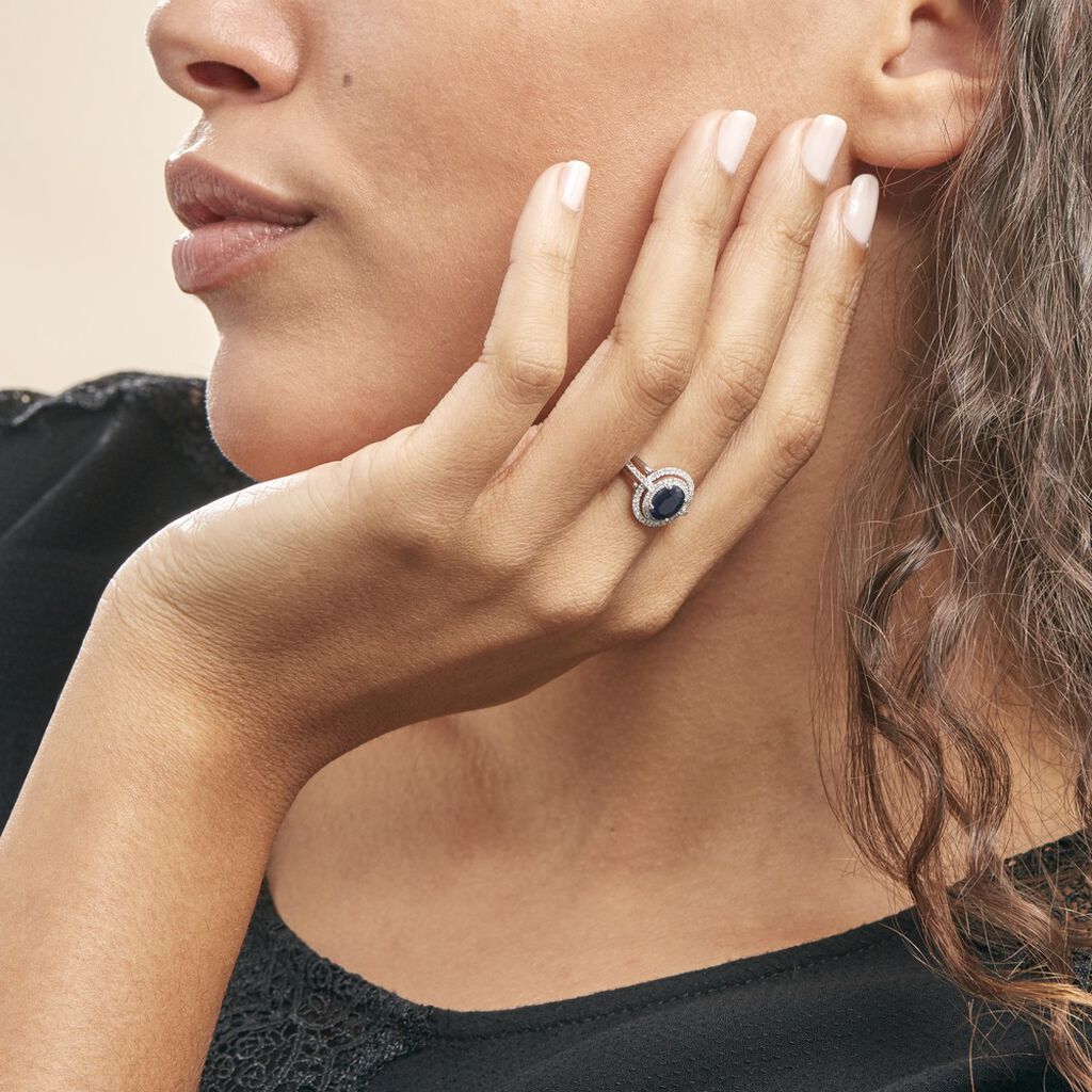 Bague Justine Or Blanc Saphir Et Diamant