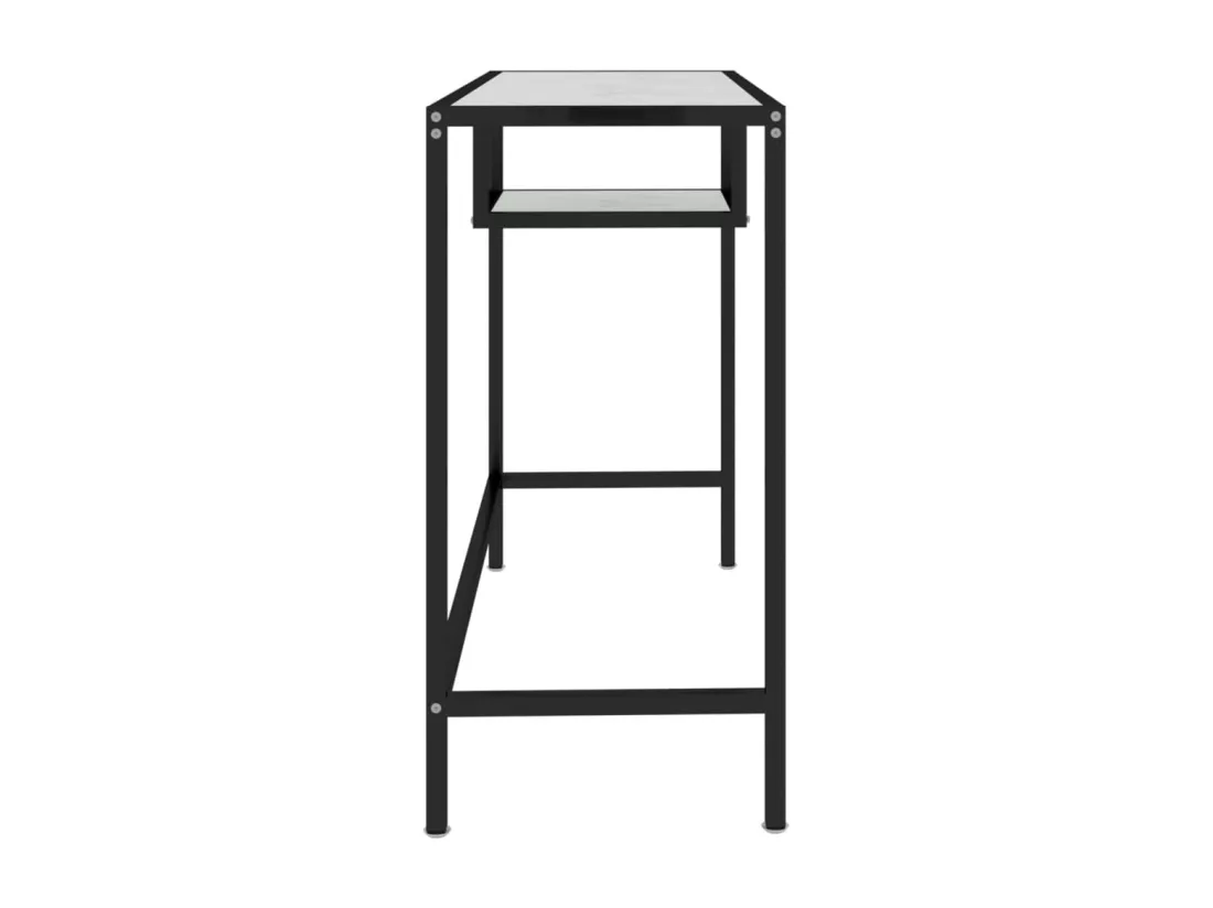 Bureau d'ordinateur Marbre blanc 100x36x74 cm Verre trempé