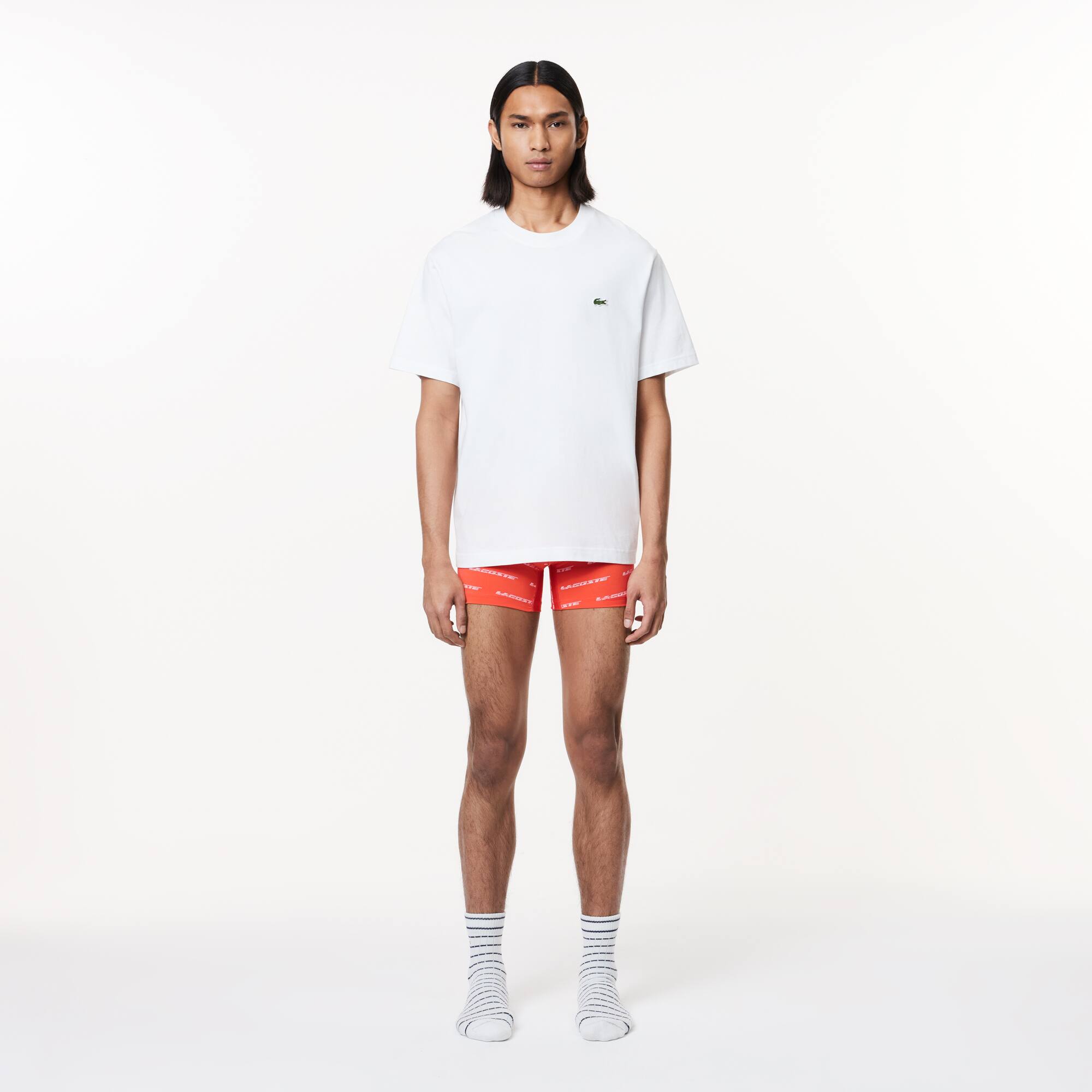 Herren LACOSTE Trunks aus Mikrofaser mit Aufdruck im 3er-Pack Unterwasche - Blau - Lacoste - Herren