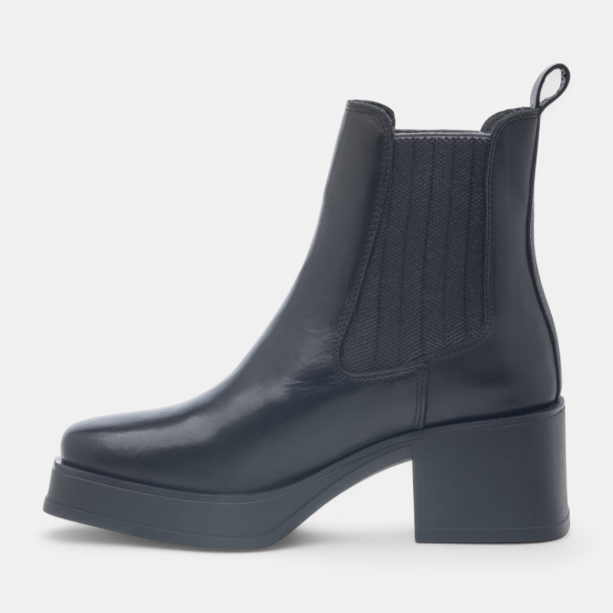 Boots chelsea à talon Femme en cuir noir