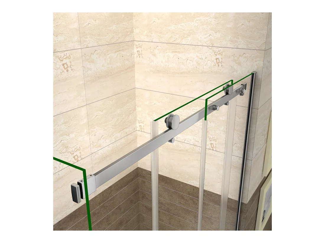 Cabine de douche coulissante 120x80x195cm, porte de douche 120cm + paroi latérale Hauteur 195cm, verre 8mm anticalcaire