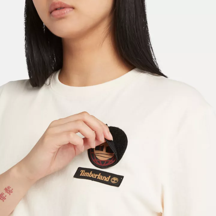 T-shirt à écusson Nouvel An lunaire en blanc