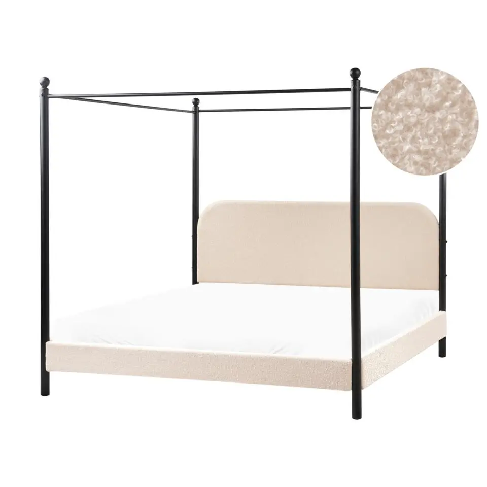 DANNEMOIS - Tweepersoonsbed - Beige - 180x200 cm - Bouclé