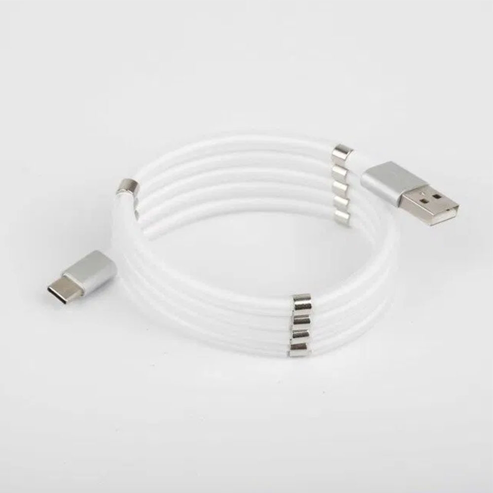 (1m/2.4A) Magnetisches Lightning auf USB Schnellladekabel Datenkabel - Weiss / Silber