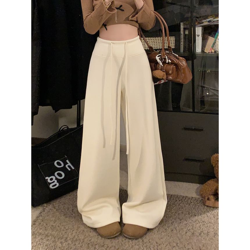 Vhancy - Hoge taille effen wijde broek