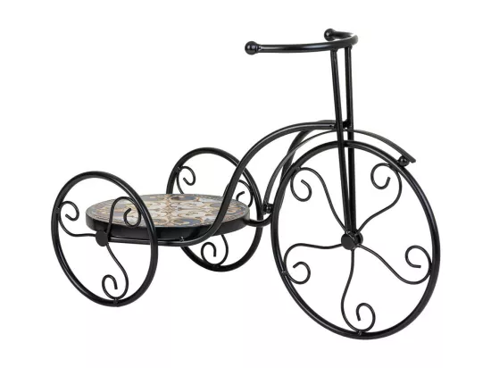 Support vélo en mosaïque et fer forgé noir 53x23.5x36h