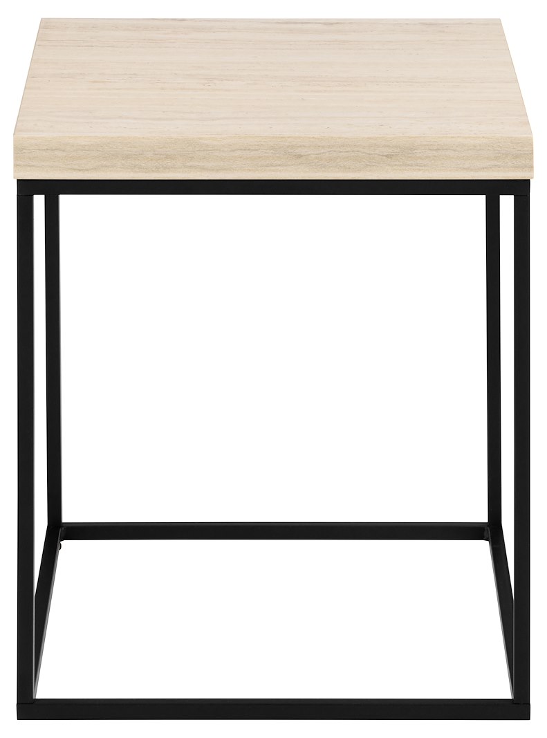 Barossa sidebord Travertine-topp med svart metallunderstell. 40x40x45cm