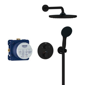 Grohe Precision Thermostat Perfect inbouw douchesysteem metVitalio Comfort 250 hoofddouche rond Mat Zwart