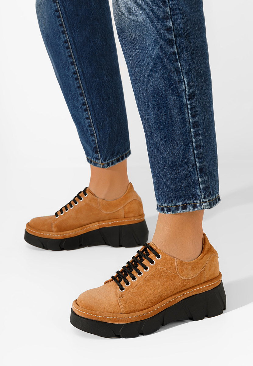 Chaussures casual femme en cuir chameau Keresa