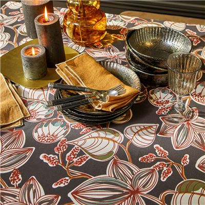 Nappe motif imprimé feuillage contemporain - BECQUET CRÉATION