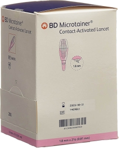 BD MICROTAINER Kontakt-Lanzetten 21Gx1.8mm pink, 200 Stück