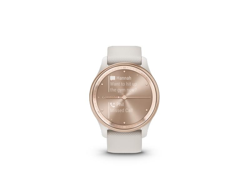 GARMIN Sportuhr Vivomove Trend Weiss/Rosa Hybrid-Smartwatch