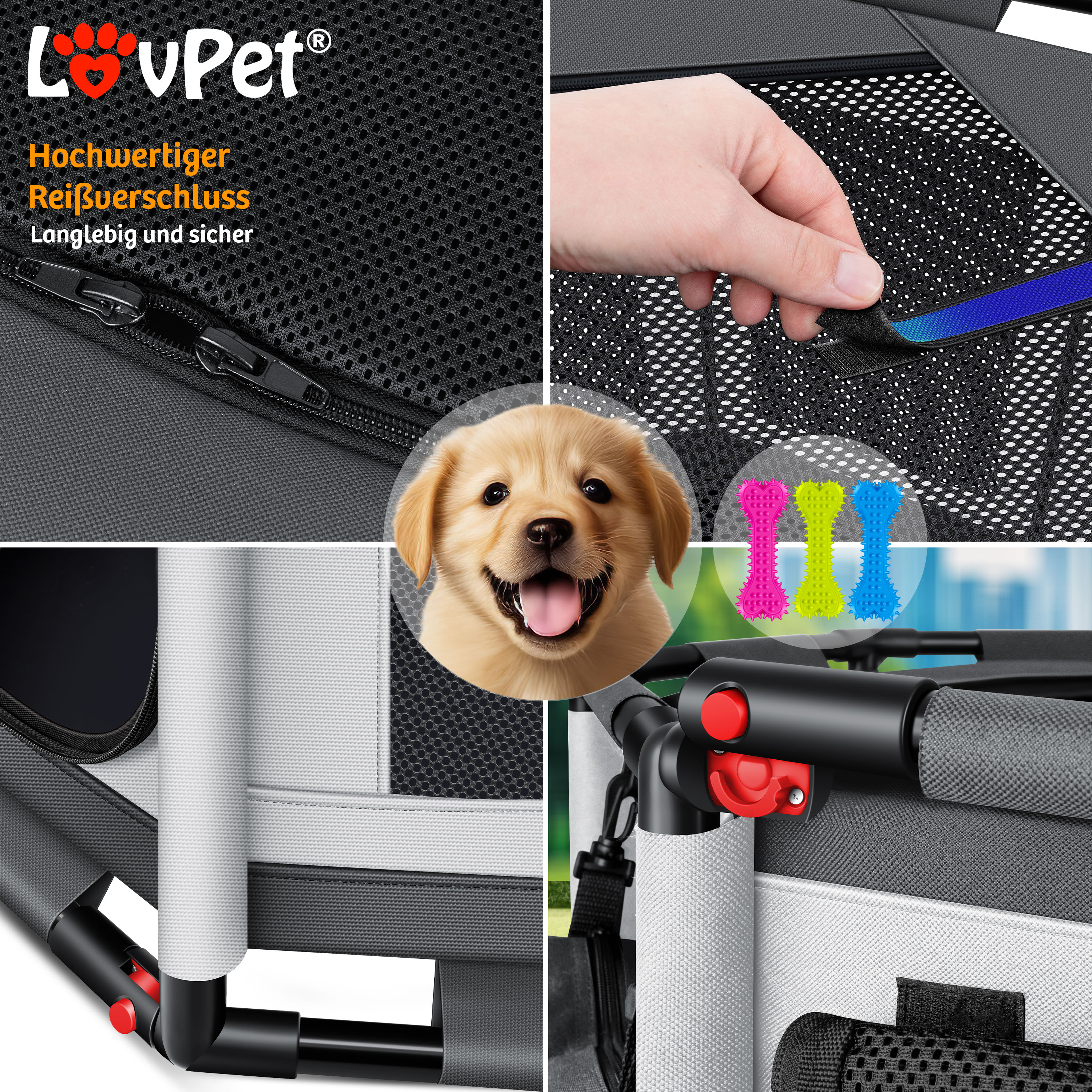 LOVPET® Welpenlaufstall für drinnen & draußen Welpenauslauf Hundekäfig Oxford-Gewebe | Tierlaufstall für Kleintiere Hunde Katzen | Hundelaufstall Freigehege Rahmen aus PVC-Rohren