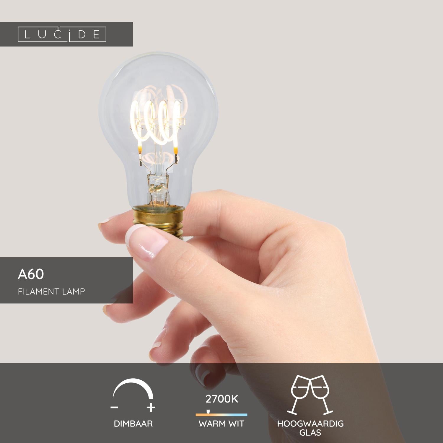 Lucide A60 Filament lamp - Transparant (set van 2)