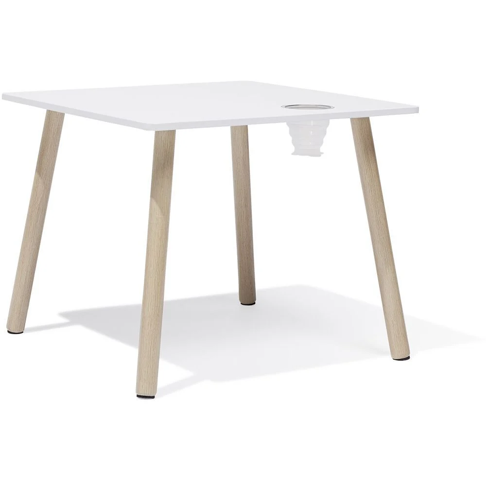 Table Écolier MDF pin et métal blanc - L55xP55xH45 cm