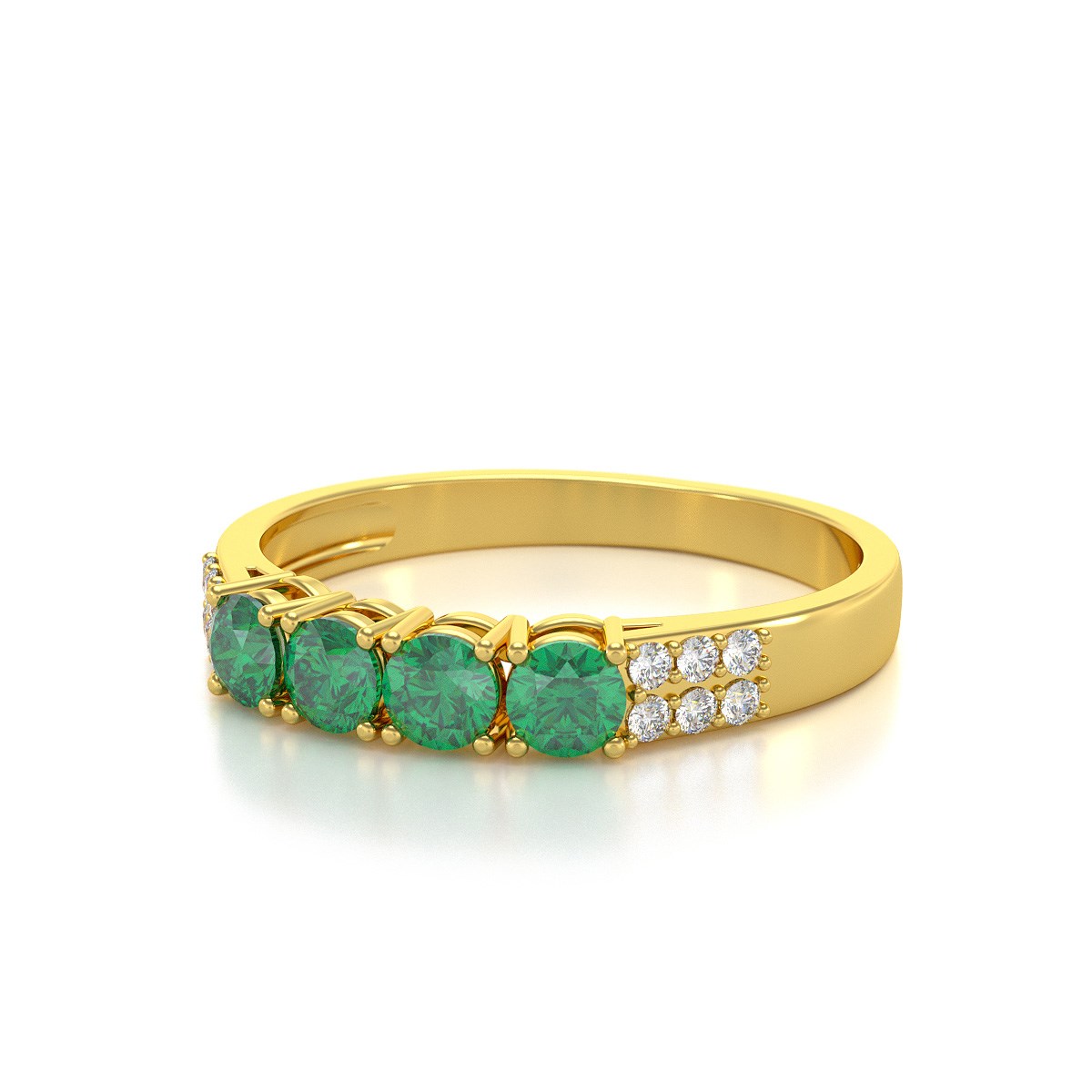 Bague ADEN Or 585 Jaune Emeraude et diamants 2.382grs