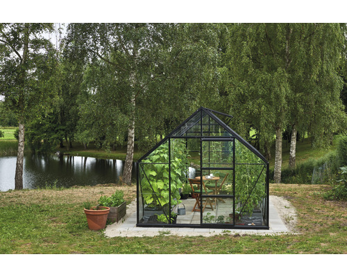 Kas Hallen Universal 128 9,9 m² Helder glas 3 mm 257 x 384 cm zwart