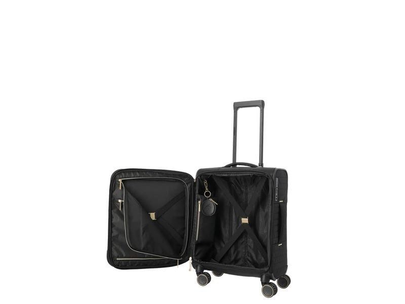 travelite Barbara Stepp Trolley S erweiterbar, Schwarz Reisekoffer