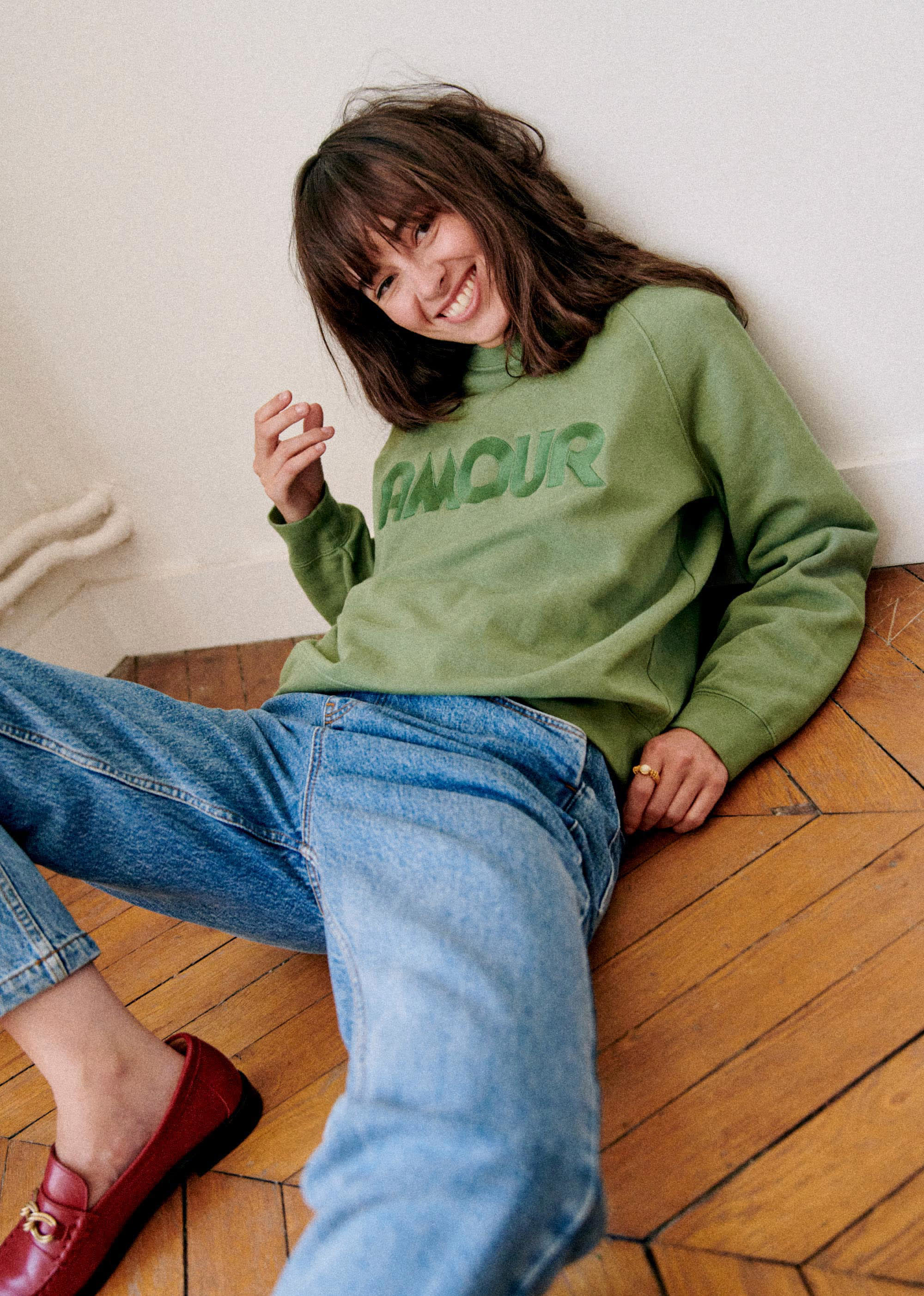 Sweat-shirt Amour - Sauge Clair - E-SHOP/SWEATS & MARINIÈRES Sweats 5905748