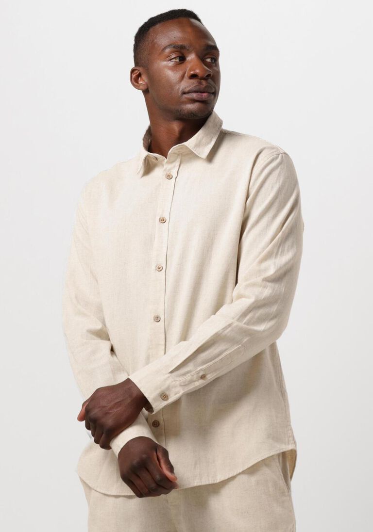 ANERKJENDT beige anerkjendt casual overhemd aklouis l/s linen shirt