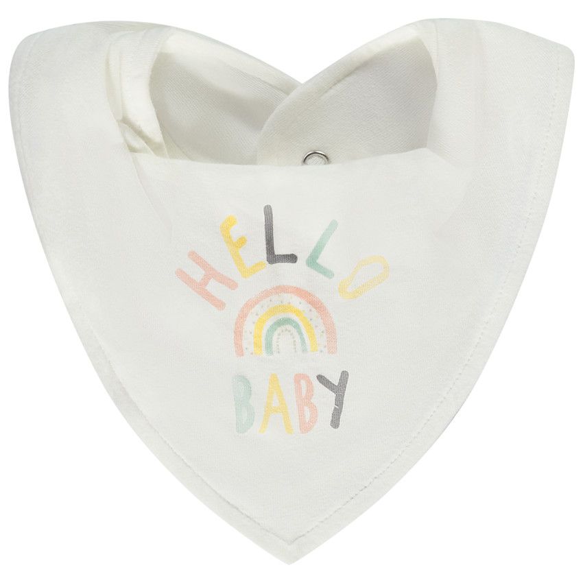 Ensemble 3 pièces body avec bavoir bandana pour bébé - Ecru