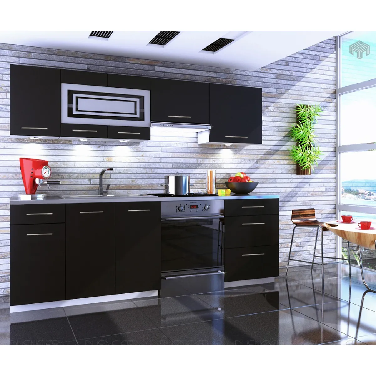 Cuisine DUSINE Giovanna - Noir Mat - 2m40