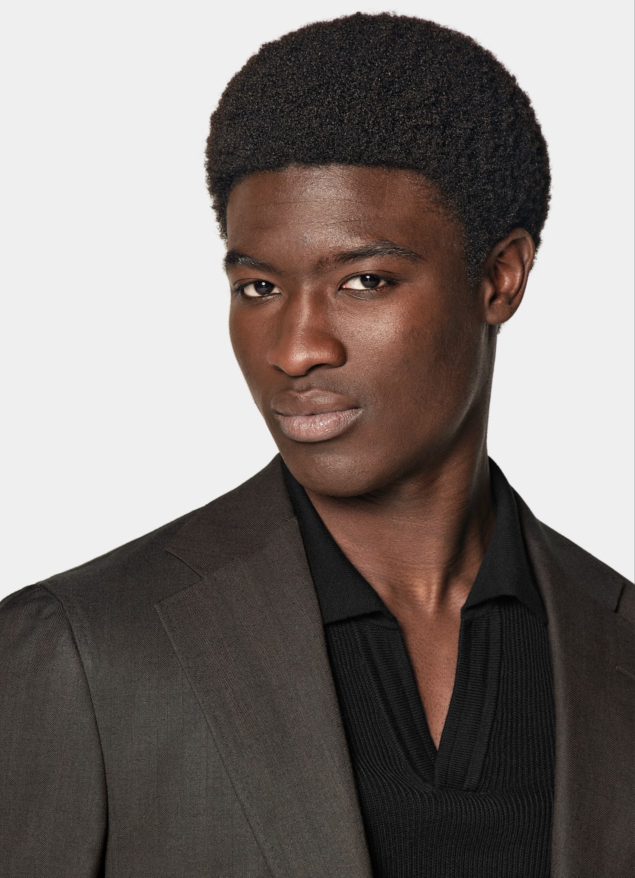 Blazer Havana coupe Tailored marron foncé à chevrons