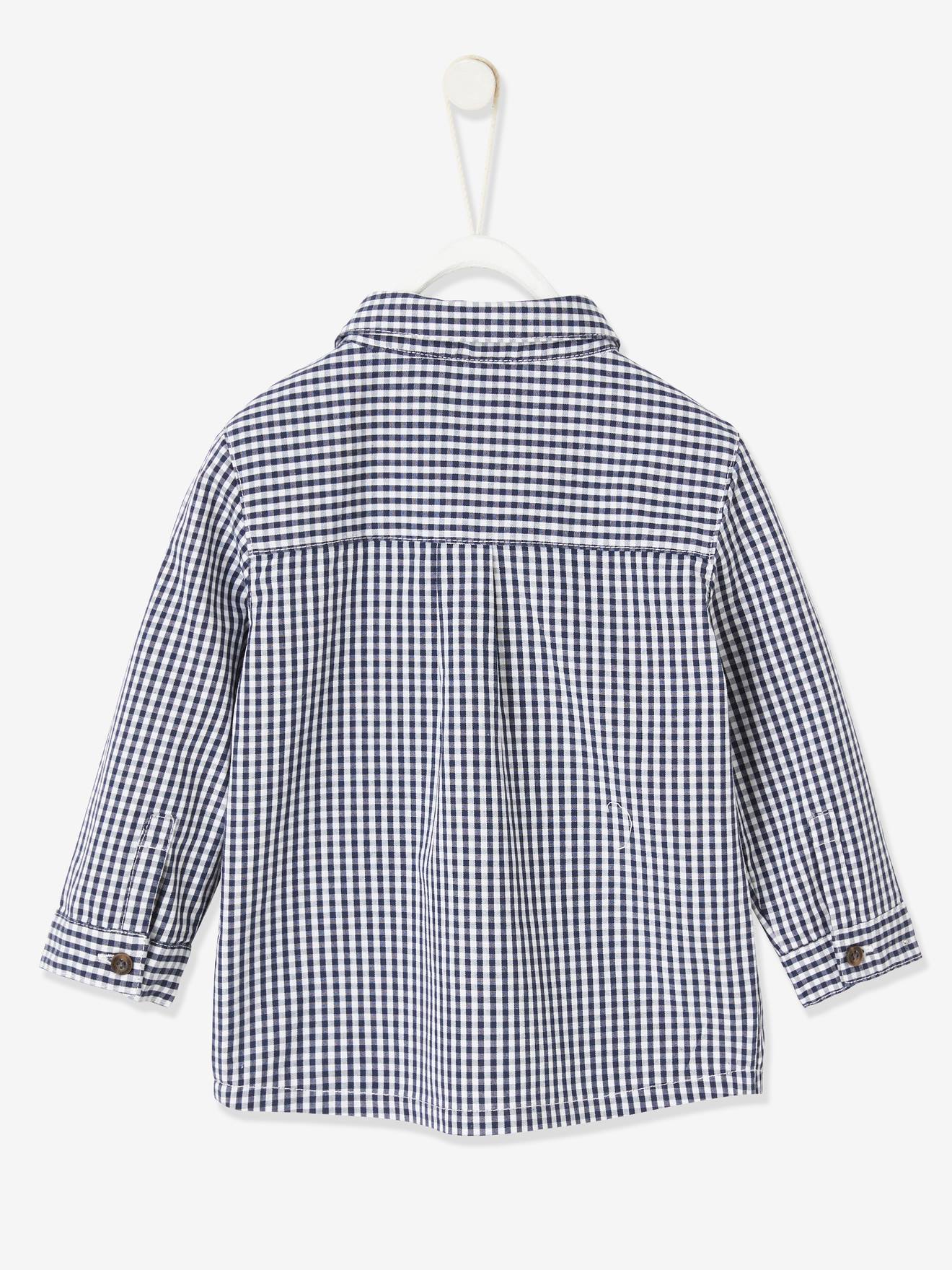 Camisa xadrez azul-escura para bebê