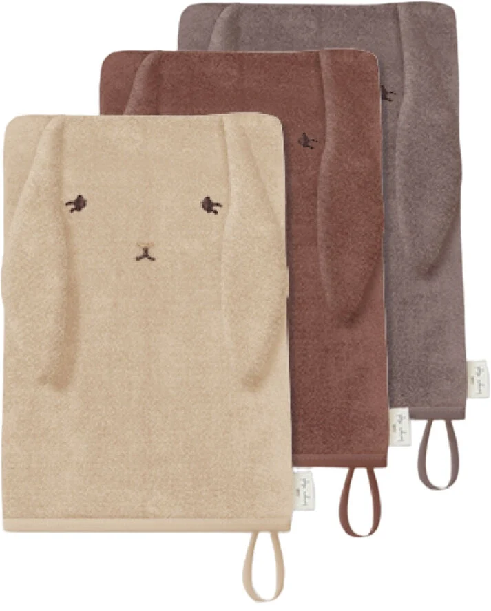 Konges Sløjd 3 PACK WASH CLOTH ANIMAL Bunny